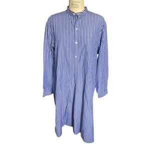 CHARVET Elysee Oversized Striped Blue Cotton-poplin Nightdress Size XL X-Large
